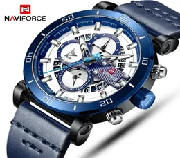 Naviforce Mens Sports Watches Men Top Brand Brand Luxury Leather Quartz Data automática Relógio masculino Exército Militar de pulso impermeável Y5881263