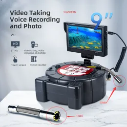 Cameras Pipe Inspection Camera 9 inch HD1080P Touch Screen 512HZ Location and Self Leveling Sewer Endoscope 8GB DVR Meter Counter