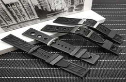 Top quality Silicone Rubber thick Watch band 22mm 24mm Black Watch Strap For navitimeravengerBreitling2739241