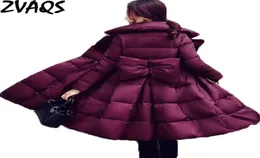 Zvaqs Winterjacke Frauen 2017 New Wave -Rock Winterjacken Drehen Sie Kragen weibliche Schlankmäntel Dicke Warm Down Parkas ST2362713286