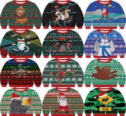 ユニセックスカップル醜いクリスマスクリスマスセーターラウンドネックプルオーバースウェットシャツ3D面白いリス印刷ホリデージャンパー5328468