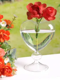 Vasi europei Vase di vetro a forma di cuore europeo Vaso artificiale Ornamenti domestici Contenitore idroponico