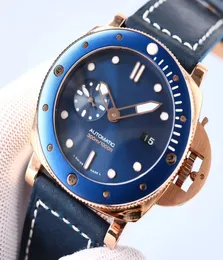 PAM 1070 Mens Automatic Watches 47mm Dial Blue Color 2555 Mechanical Movement Bmgtech Watch 30m Waterproof Wristwatch Super Lumin6371647