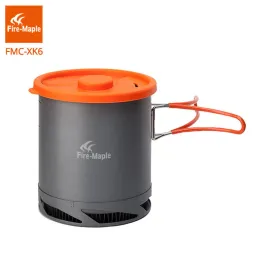 Leveranser Fire Maple FMCXK6 Värmeväxlare POT 1L Foldbara kokkrukor med mesh väska utomhus camping köksredskap