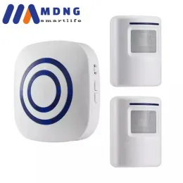 Kapı zili hareket sensörü alarm kablosuz araba yolu uyarısı ev güvenlik sistemi insan vücudu indüksiyon akıllı kapı zili sensörü ve alıcı zil
