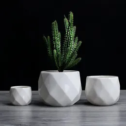 Kreatywny ceramiczny diament geometryczny kwiat prosty soczysty pojemnik na rośliny zielone sadzarki małe bonsai doniczki dekoracja domu