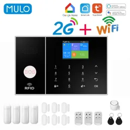 Kits MULO Tuya Security Alarms For Home GSM Wireless Home Alarm House Security Burglar Alarm Kit Smart Life App Control Support Alexa