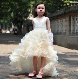 Vestidos frete grátis Empire vneck wasit/miçangas/cristais Ruched Organza Birthday Pageant Wedding Hilo Flower Girls Dresses