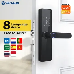 Sperren Sie H4 WiFi Electronic Door Schloss mit Tuya App remote biometrische Fingerabdruckkennwort Key Tuya Smart Door Lock entsperren