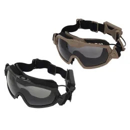 نظارات نظارات نظرية مضادة للآثار مع المروحة ، نظارات السلامة التكتيكية Antifog UV400 نظارات نظارات مع 2 عدسة لركوب الصيد الرماية