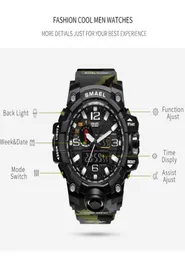 Smael Brand Men Dual Time Comouflage Military Digital Watch Led Wristwatch 50m 방수 1545bmen Clock Sport Watches1417488