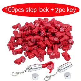 System 100pcs+2keys Antitheft EAS Stop Lock for Store Display Security tags Hook stoplock Plastic Lock 6mm Hook lock