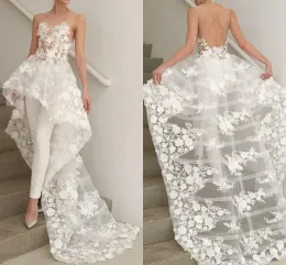 Sukienki Letnie kombinezon Suknie ślubne plaża 2022 Kwiaty koronkowe spodnie bez ramiączek