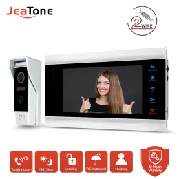 Intercom JEATONE 2Wired Video Intercom 7 Inch Home Video Door Phone with Touch Button Indoor Monitor and 1200TVL Entrance Doorbell Panel