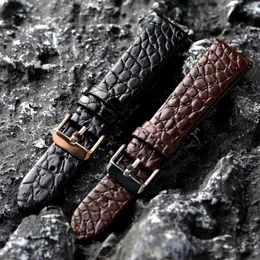 Guarda bande fatte a mano crocodile crocodile cinghia ultra sottile 18 19 20 21 22mm marrone nero uomini rilascio rapido braccialetto genuino