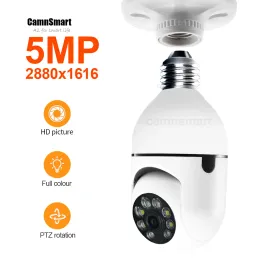 Intercomunicultura 5MP Tuya Mini Câmera sem fio YCC365PLUS WiFi E27 LUZ VEDECAM VEDECAM VIDEIRAVEILCANÇA PARA SMART SUMPOR