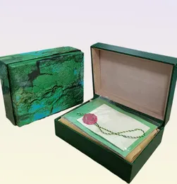 S Kisten Fashion Green Cases Quality Watch Box Papiertüten Zertifikat Original Kisten für Holzfrau Mann Uhren Geschenk Accesso9263298