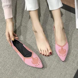 أحذية غير رسمية 2024 الباليه المسطحة للسيدات التنفس moccasin ملون مختلط لينة zapatos de mujer متماسكة مدببة chaussure femme كبيرة الحجم 43