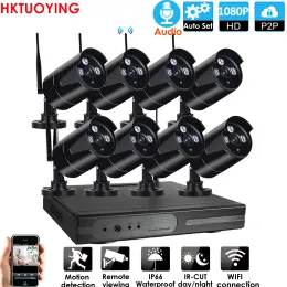 Wtyczka systemowa i odtwarzanie 8ch Audio 1080p HD Wireless NVR Zestaw P2PINDOOR Outdoor Nocna Bezpieczeństwo 2.0MP IP Kamera CCTV System CCTV