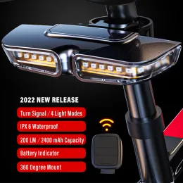 Luci indicatore del segnale di svolta della bici luce wireless telecomandata faro flash per biciclette in bicicletta lampada posteriore anteriore ricaricabile USB