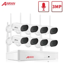 システムAnran 3MP WiFi Surveillance Pan Tilt Camera System Wireless Security Camera 8CH NVR CCTVビデオキットナイトビジョン屋外カメラ