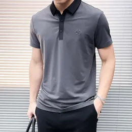 2024 Top grade Ice Silk Comfortable and Breathable Polo Shirt for Men's Short Sleeves Cooling and Breathable Fashion Business Letter Embroidery PRA m-3XL