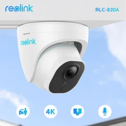 intercom Reolink Smart 4K 8MP Poe Outdoor Camera Human/Car Detection Infrared Light Vision Dome Dome Cam Smart Home Security Camera RLC820A