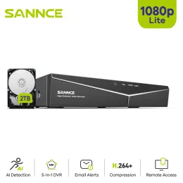 Pincéis Sannce 4/8 Canal 1080p 5in1 Segurança DVR 1080p Recorder de vídeo híbrido CCTV 4/8CH para sistema de vigilância doméstica