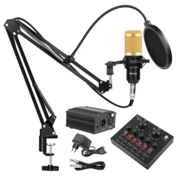 Mikrofonlar Profesyonel BM800 Kondenser Mikrofon Mikrofon Telefon PC Vokal Kayıt Mikrofon Mikrofon Kiti Karaoke Mic Tutucu Ses Kartı