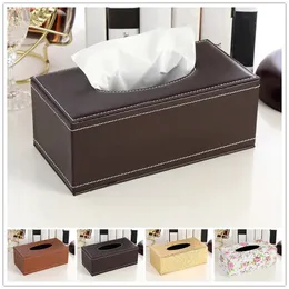 Ny 2024 PU Tissue Box Rectangle Paper Handduk Holder Desktop Servett Lagring Container Kök Vävnadsbricka för hemmakontor