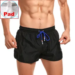 Sätt push up pad mens simning shorts för män badkläder badstammar strand korta byxor baddräkt Bermuda surf desmiit badeshorts trosor