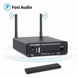 Förstärkare FOSI Audio T10 Stereo Sound AMP 100W kraftfull ljud WiFi -förstärkare med WiFi 2.4G Bluetooth Udisk -app Remote Control