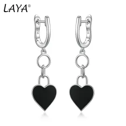 Orecchini Orecchini a goccia laya per donne 100% 925 sterling argento minimalista design a forma di cuore a forma di piercing a mano gioielli