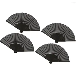 Decorative Figurines 4 Pcs Black Folding Fan Dancing Handheld Decor Po Prop Dance Party Foldable Grace Bamboo Retro Fans