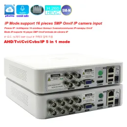 Lens Hybrid DVR CCTV Segurança 4CH/8 canais 5mn áudio sobre coaxial para 5mp 12.5fps 1080p 720p TVI CVI CVBS Câmera 5MP IP ONVIF CAM