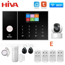 Kits Hiva Wi -Fi Alarm System Home Security House Office Tuya Smart Life App Control 및 Window Detector Alexa와의 작업