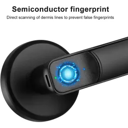 Sperrfingerabdrucktür Schloss Griff Smart Electric Biometric Entry mit 2 Schlüssel Apartment Security Home Office Elektronische Türschloss