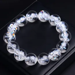 Strands natürlicher Himalaya Rock White Quarz Crystal Frauen Männer Armband Himalaya Rock Clear Quarz Runde Perlen Pulseras 1016mm Aaaaa