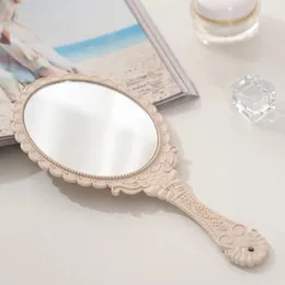 new 2024 1Pcs Vintage Mirror Ladies Floral Oval Round Makeup Hand Hold Mirror Princess Lady Makeup Beauty Dresser Gift for vintage oval for