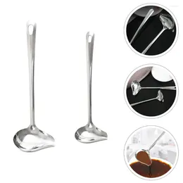 Spoons 2 Pcs Oil Spoon Kitchen Metal Ladle Stainless Steel Sauce Drizzle Long Handle Noodle Strainer