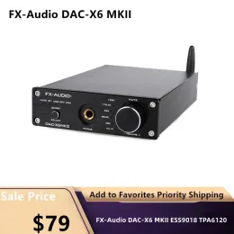 Amplificador FXAUDIO DACX6 MKII ESS9018 TPA6120 CHIP Bluetooth 5.0 aptx spdif coaxial pcusb rcA amplificador USB decodificador DAC