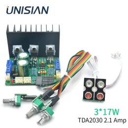 Amplifier UNISIAN 2.1 TDA2030 Amplifier Three Channels TDA2030A Audio Amplifier Board With Bass Treble Sound Control 20cm Extension cable