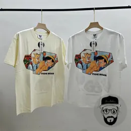 Camiseta estampada de desenho animado algodão perdem o pescoço redondo camisetas masculinas e femininas Tee 2024SS