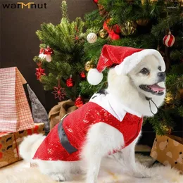 Hundekleidung warmhut est Weihnachtsanzug und Hat Set Party Katze Kostüme Lustige Welpe Fliege Krawatte Xmas Cosplay Outfits