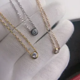 Colares marca de luxo de alta moda 100% S925 Colar de prata esterlina para mulheres One Stone Moissanite Pinging Chain Luxury Fine Jewelry