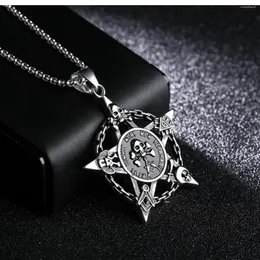 Pendants Stainless Steel Men's Necklace Creative Personality Pentagram Skull Pendant Jewelry Beautiful Commemorative Cool HandsomeCharm