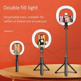 Monopods Wireless Bluetooth Compatible Selfie Stick Stativ mit 7,3 -Zoll -Ringfüllung Light Phone Stativ für mobiles Smartphone für Live
