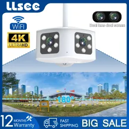 Kamery LLSEE, 4K, 8MP, CCTV WiFi kamera, szeroki kąt 180 stopni, kamera nadzoru IP na zewnątrz, noktowi widzenie, komunikacja Twoway