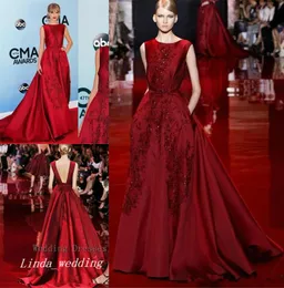 2019 Burgund Elie Saab Evening Dress Elegant Long Backless Red Carpet Prom Party Dress Formal Event Gown Plus Size Vestido de Fest5705997