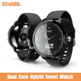 Uhren Dual Core Dual Time Hybrid Smart Watch 0,49 Zoll OLED Lange Akkulaufzeit Herzfrequenz Monior Reminder SmartWatch Modeuhr